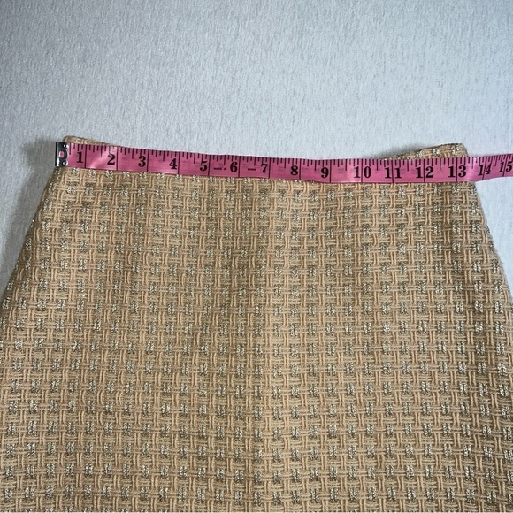 Vintage Milly Wool Below Knee Pencil Skirt in Peachy Cream + Silver, Size 2 - Picture 5 of 11